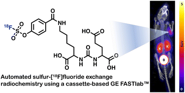 Graphical abstract: Automated sulfur-[18F]fluoride exchange radiolabelling of a prostate specific membrane antigen (PSMA) targeted ligand using the GE FASTlab™ cassette-based platform