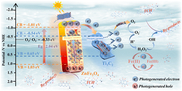 Graphical abstract: Preparing Ti3C2-modified ZnFe2O4 photocatalytic materials and evaluating their performance in degrading tetracycline in water
