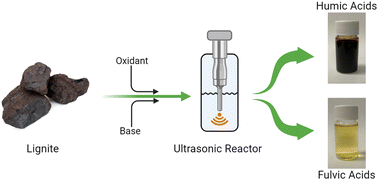 Graphical abstract: Production of humic and fulvic acid analogs through the ultrasonication of low-rank lignite coals