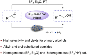 Graphical abstract: BF3-promoted selective catalytic hydroboration of epoxides to primary alcohols