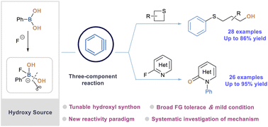 Graphical abstract: Empowering boronic acids as hydroxyl synthons for aryne induced three-component coupling reactions