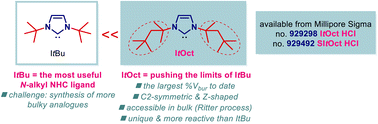 Graphical abstract: ItOct (ItOctyl) – pushing the limits of ItBu: highly hindered electron-rich N-aliphatic N-heterocyclic carbenes