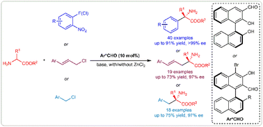 Graphical abstract: Chiral aldehyde catalysis enables direct asymmetric α-substitution reaction of N-unprotected amino acids with halohydrocarbons