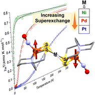 Graphical abstract: Magnetic coupling between Fe(NO) spin probe ligands through diamagnetic NiII, PdII and PtII tetrathiolate bridges