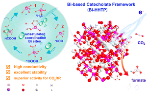 Graphical abstract: A conductive catecholate-based framework coordinated with unsaturated bismuth boosts CO2 electroreduction to formate