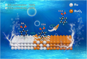 Graphical abstract: A Ru/RuO2 heterostructure boosting electrochemistry-assisted selective benzoic acid hydrogenation