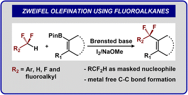 Graphical abstract: A metal-free strategy to construct fluoroalkyl–olefin linkages using fluoroalkanes