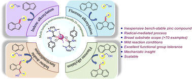 Graphical abstract: Unravelling a bench-stable zinc-amide compound as highly active multitasking catalyst for radical-mediated selective alk(en)ylation of unactivated carbocycles under mild conditions