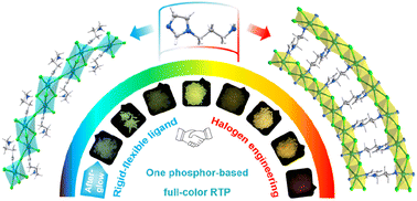 Graphical abstract: A flexible ligand and halogen engineering enable one phosphor-based full-color persistent luminescence in hybrid perovskitoids