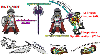 Graphical abstract: Lanthanide MOF-based luminescent sensor arrays for the detection of castration-resistant prostate cancer curing drugs and biomarkers