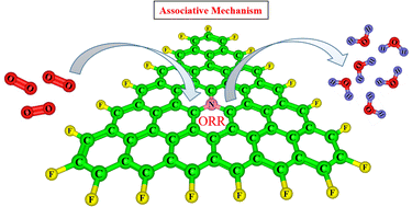 Graphical abstract: DFT study on a fluorine-functionalized nitrogen- and boron-doped triangulene as an electrocatalyst for the oxygen reduction reaction