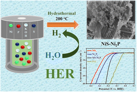 Graphical abstract: A phase-engineered nickel sulfide and phosphide (NiS–Ni2P) heterostructure for enhanced hydrogen evolution performance supported with DFT analysis
