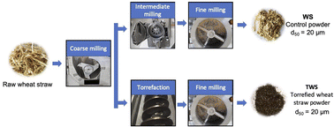 Graphical abstract: Fine comminution of torrefied wheat straw for energy applications: properties of the powder and energy balances of the production route