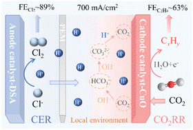 Graphical abstract: Acidic chloride electrolyte mediates the high conversion ratio of CO2-to-C2H4 and direct production of Cl2