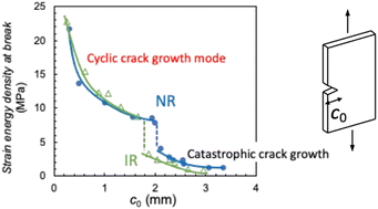 Graphical abstract: Transition of rupture mode of strain crystallizing elastomers in tensile edge-crack tests