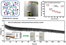 Graphical abstract: A zinc-ion battery-type self-powered strain sensing system by using a high-performance ionic hydrogel