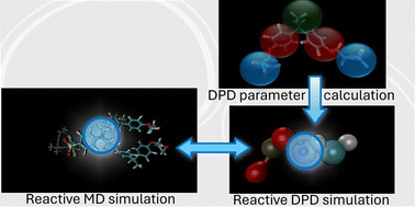 Graphical abstract: Determination of interaction parameters in a bottom-up approach employed in reactive dissipative particle dynamics simulations for thermosetting polymers