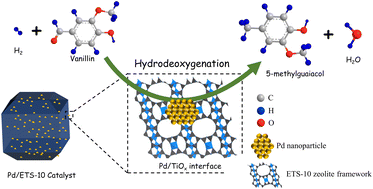 Graphical abstract: Construction of Pd–TiOx interfaces for selective hydrodeoxygenation of C [[double bond, length as m-dash]] O bonds in vanillin by supporting Pd nanoparticles on ETS-10 zeolite