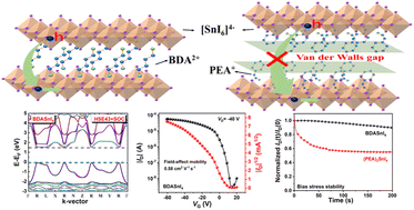 Graphical abstract: Two-dimensional layered Dion–Jacobson phase organic–inorganic tin iodide perovskite field-effect transistors