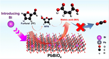 Graphical abstract: Electrochemical biomass valorization of furfural to maleic acid by modulating selectivity with Bi-doped lead oxide