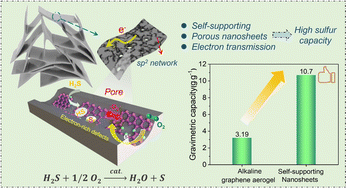 Graphical abstract: Self-supporting nano-porous carbon nanosheet with organized sp2-C network for unprecedented catalytic performance in room-temperature H2S oxidization