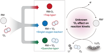 Graphical abstract: Effect of singlet oxygen on redox mediators in lithium–oxygen batteries