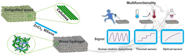 Graphical abstract: Construction of MXene functionalized wood-based hydrogels using ZnCl2 aqueous solution for flexible electronics