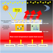 Graphical abstract: Near-room-temperature waste heat recovery through radiative cooling for both daytime and nighttime power generation