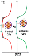 Graphical abstract: High open-circuit voltage in lead sulfide quantum dot solar cells via solution-phase ligand exchange with low electron affinity cadmium halides