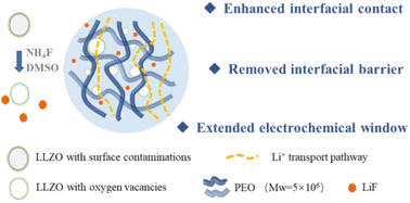 Graphical abstract: Ammonium fluoride induced barrier-free and oxygen vacancy enhanced LLZO powder for fast interfacial lithium-ion transport in composite solid electrolytes