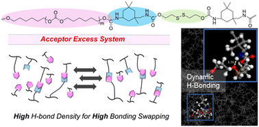 Graphical abstract: Molecular dynamics interpretation of hydrogen bonds for colorless, water-resistant, tough, and self-healable elastomers