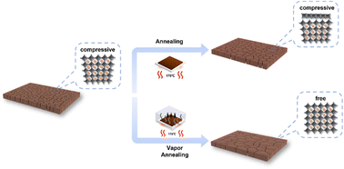 Graphical abstract: A stress relaxation strategy for preparing high-quality organic–inorganic perovskite thin films via a vapor–solid reaction