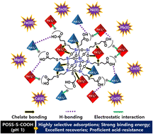 Graphical abstract: Single-step synthesis of prominently selective and easily regenerable POSS functionalized with high loadings of sulfur and carboxylic acids