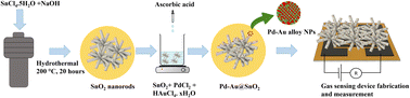 Graphical abstract: A highly selective, efficient hydrogen gas sensor based on bimetallic (Pd–Au) alloy nanoparticle (NP)-decorated SnO2 nanorods