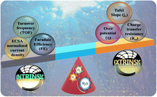 Graphical abstract: ‘Total electrode’ and ‘intrinsic’ activity parameters in water electrolysis: a comprehensive investigation
