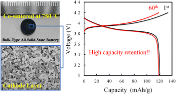 Graphical abstract: Co-sintering a cathode material and garnet electrolyte to develop a bulk-type solid-state Li metal battery with wide electrochemical windows