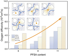 Graphical abstract: Insight into oxygen diffusion mechanism in ionomer film on catalyst surface with varying perfluorosulfonic acid and water contents