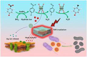 Graphical abstract: A MXene@AgAu@PDA nanoplatform loaded with AgAu nanocages for enhancing catalytic activity and antibacterial performance