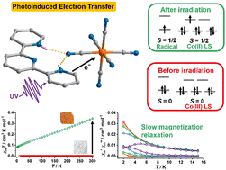 Graphical abstract: Room temperature photochromism and photoinduced slow magnetic relaxation of cyanometallic supramolecular hybrid salts