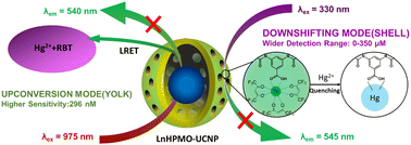 Graphical abstract: Periodic mesoporous organosilica based sensor for broad range mercury detection by simultaneous downshifting/upconversion luminescence