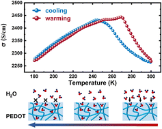 Graphical abstract: Supercooled water induced hysteretic transition in H2SO4-treated PEDOT:PSS