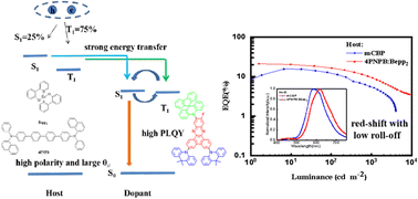 Graphical abstract: Optimizing the horizontal dipole orientation and dipole–dipole interaction of thermally activated delayed fluorescence emitters for high efficiency and low roll-off red OLEDs