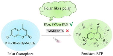 Graphical abstract: Translating efficient fluorescence into persistent room-temperature phosphorescence by doping bipolar fluorophores into polar polymer matrix