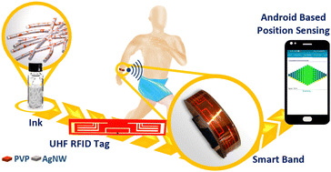 Graphical abstract: Perforated PVP encapsulated AgNWs for high mass loading in silver nanowire inks for printed RFID integrated wearable smart bands