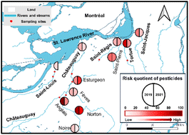 Graphical abstract: Pesticides and transformation products in surface waters of western Montérégie, Canada: occurrence, spatial distribution and ecotoxicological risks