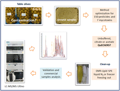 Graphical abstract: Improving analytical performance for pesticides and mycotoxins determination in Brazilian table olives: one extraction and one analysis