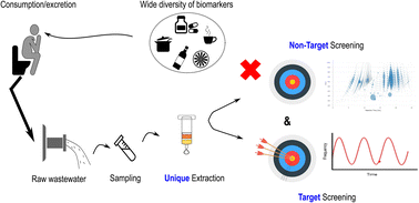 Graphical abstract: Target and non-target screening of biomarkers in wastewater: towards a unique analytical methodology for sample preparation
