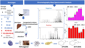 Graphical abstract: Dietary liposomal complexes change the fatty acid composition of hepatic bioactive phospholipids in F1(C57blxDBA2\6) mice, as shown by a lipidomic approach