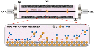 Graphical abstract: Plasma-induced nitrogen vacancy-mediated ammonia synthesis over a VN catalyst