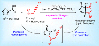 Graphical abstract: Synthesis of cis-fused cyclopentenone-pyrrolidine scaffolds via sequential aza-Piancatelli and Conia-ene type reactions in one pot